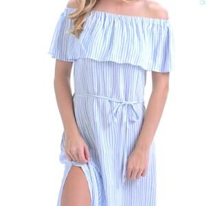 Walker & Wade NWOT Dana Periwinkle Stripe Convertible Summer Maxi Dress Small‎